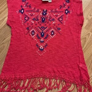 Embroidered HIPPIE Tasseled Boxy Tribal Women’s Top Aztec Style S./38”C25”L